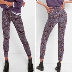 Anthropologie PILCRO & The Letterpress Pant 27 Floral Corduroy Button Fly Skinny